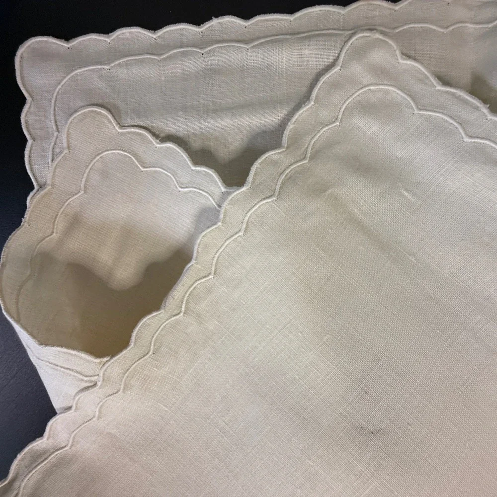 Leacock Tea Setting NT-21 Vintage Cream Linen Tablecloth and Napkins Set - Picture 5 of 9